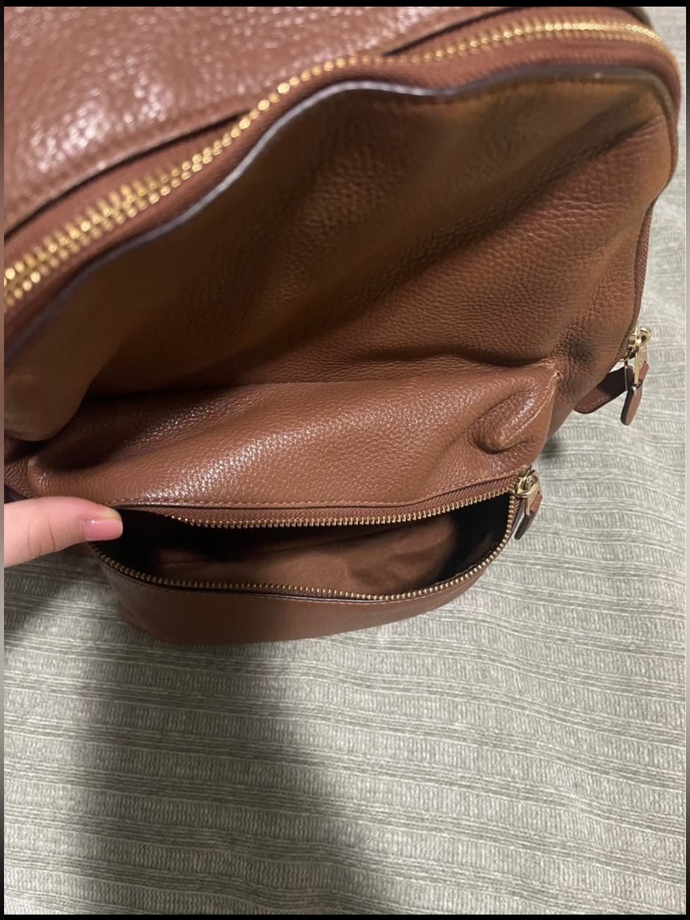 Coach Brown Pebbled Leather Backpack - Picture 2 of 7